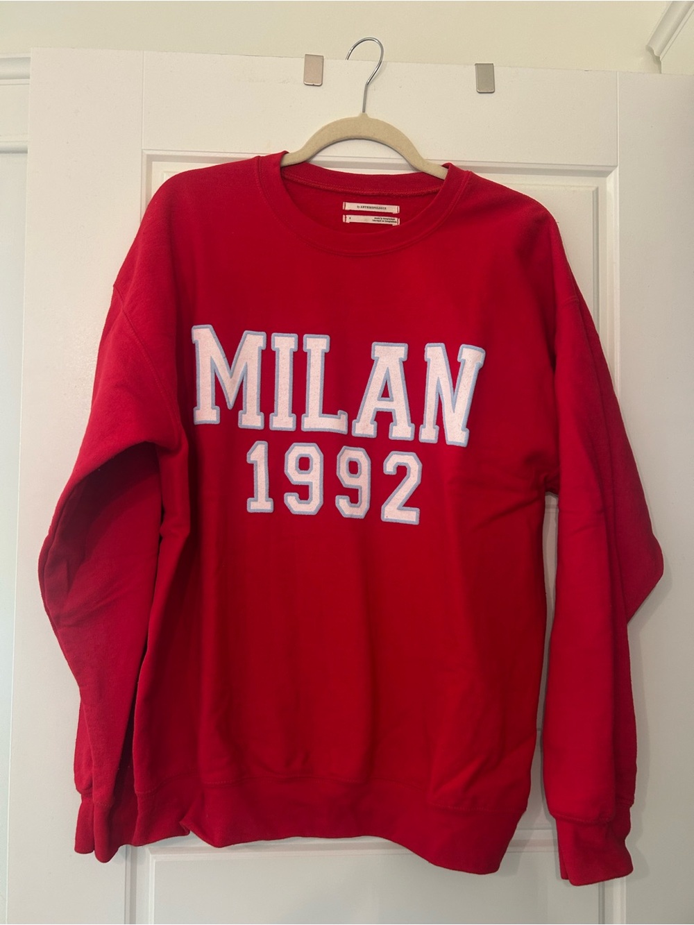 Anthropologie Red MILAN 1992 Crewneck Sweatshirt